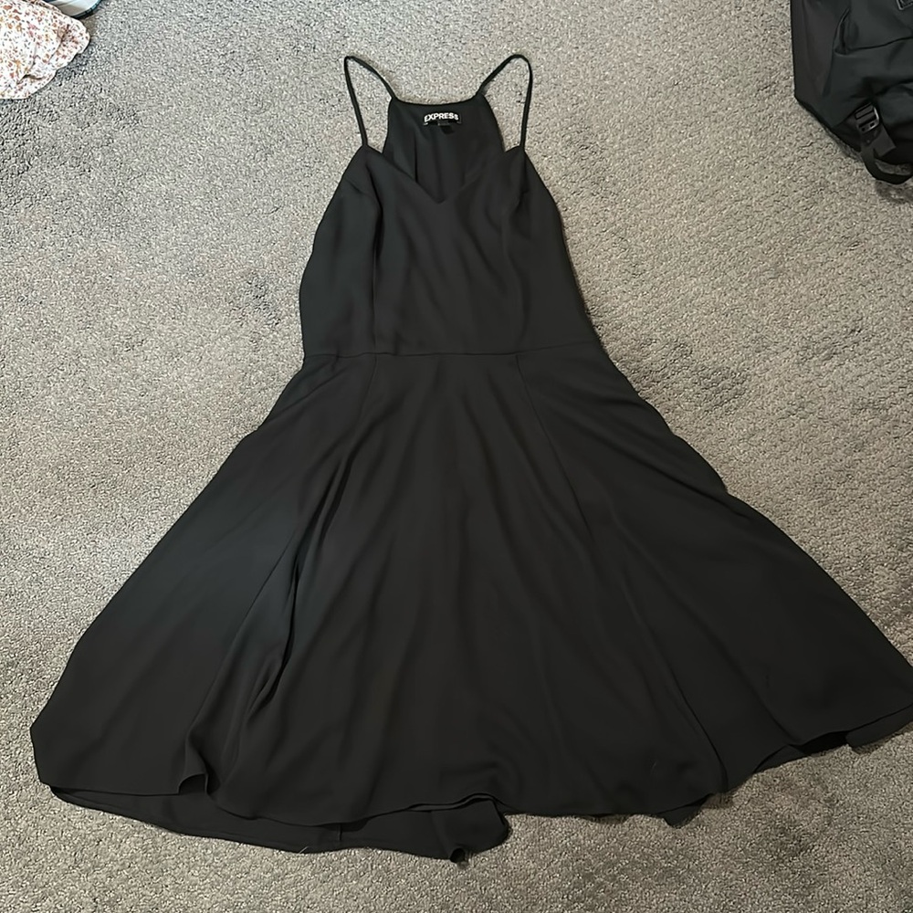 EXPRESS womens Swing fit flare tank DRESS black light casual chic flowy
